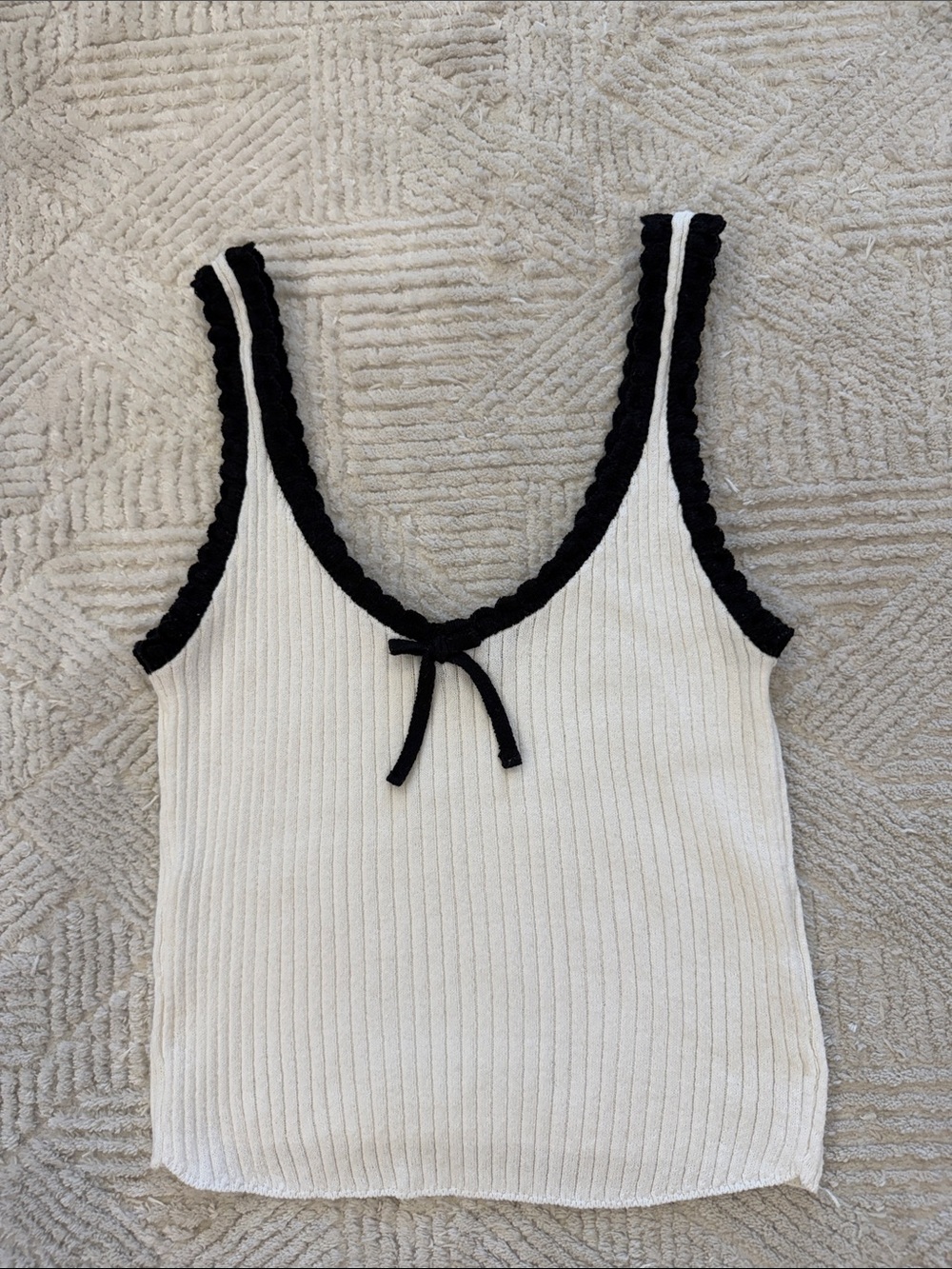 Zara Sleeveless Ribbed Tank with Black Trim